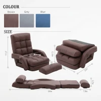 Cozy Floor Chair with 14 Adjustable Positions, Foldable Lazy Lounger for Home Offices and Gaming Rooms, 26.5"L x 22"W x 27"H, Brown(m-3)