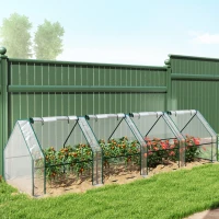 Outsunny Portable Mini Greenhouse, Outdoor Garden with Large Zipper Doors and Water/UV PVC Cover, 12' x 3' x 3', Clear(m-8)