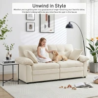 Modular Cloud Sofa with Soft Chenille Fabric, Cozy 2-Seater Couch for Apartments, Bedrooms, and Small Offices, 84"L x 35.5"W x 34.5"H, Beige(m-7)