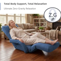 Swivel Gaming Chair with Adjustable Footrest, Ideal Floor Lounger for Living Room, Bedroom, or Gaming Setup, 20.5"L x 39.5"W x 26"H, Blue(m-7)