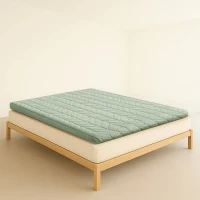 Soft 100% Cotton Futon Mattress with High-Resilience Foam, Breathable Floor Sleeping Pad for Bedrooms, 80" L x 60" W x 2.5" H, Beige Brown(m-1)