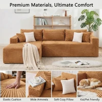 Cozy L-Shaped Compressed Sofa with 1400 lbs Weight Capacity and Cloud-Like Memory Foam, Spacious Couch for Big Families, 108"L x 68"W x 33"H, Brown(m-5)