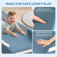 Qaba Climbing Toys for Toddlers, Foam Climbing Block Convert to Ball Pit or Toddler Bed for Gross Motor, 18-72 Months, Blue(m-4)