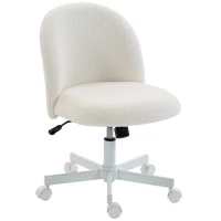 HOMCOM Office Chair, Swivel Tilt Desk Chair, Vanity Chair with Adjustable Height, Wheels for Home Office, Study, Cream White(m-13)