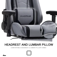 Ergonomic Gaming Chair with Adjustable Lumbar and Headrest Pillows, Cozy Computer Seat for Office and Gaming, 27.5"L x 20.5"W x 53"H, Gray(m-7)