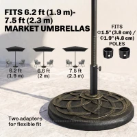 Outsunny 42 lbs Resin Round Market Umbrella Base Holder 22" Decorative Parasol Stand for Patio, Outdoor, Backyard, Bronze(m-4)