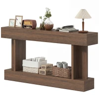 HOMCOM 63 Inch Long Console Table, Vintage Narrow Entryway Table with Storage Shelf for Living Room and Hallway, Brown(m-1)