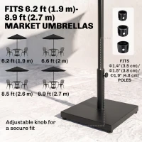 Outsunny 40 lbs Steel Square Umbrella Base Stand w/ Adjustable Knob Parasol Stand Garden Patio Outdoor Home, Black(m-4)