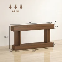 HOMCOM 63 Inch Long Console Table, Vintage Narrow Entryway Table with Storage Shelf for Living Room and Hallway, Brown(m-3)