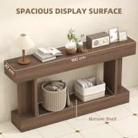 HOMCOM 63 Inch Long Console Table, Vintage Narrow Entryway Table with Storage Shelf for Living Room and Hallway, Brown(m-4)