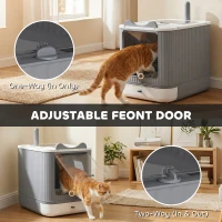 PawHut Cat Litter Box with Lid, Enclosed Litter Box for Medium Cats, Front-Entry and Top-Exit, Scoop, Deodorizer Bag, White(m-7)