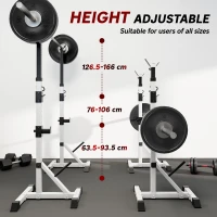 Soozier Pair of Adjustable Squat Rack Standard 53.5"-69.25" Barbell Rack Stand 440lbs Capacity, 2" Steel Heavy Duty Bench Press Rack, Support 3 Sets Barbells Storage(m-5)