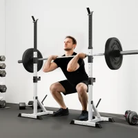 Soozier Pair of Adjustable Squat Rack Standard 53.5"-69.25" Barbell Rack Stand 440lbs Capacity, 2" Steel Heavy Duty Bench Press Rack, Support 3 Sets Barbells Storage(m-2)