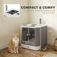 PawHut Cat Litter Box with Lid, Enclosed Litter Box for Medium Cats, Front-Entry and Top-Exit, Scoop, Deodorizer Bag, White(m-3)