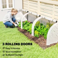 Outsunny 9.7' L x 3' W x 2.5' H Portable Tunneled Greenhouse with 3 Zippered Doors, Water/UV Fighting PE Cover, White(m-6)