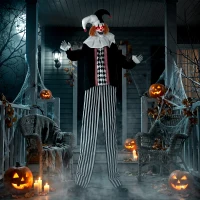 HOMCOM Large Animated Clown Halloween Decorations with Sound Touch Activated, Light Up Eyes, Animated Prop(m-9)