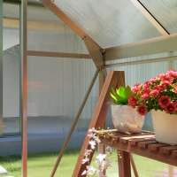 Outsunny 6' x 4' x 6.6' Polycarbonate Greenhouse, Walk-In Green House Kit Garden, Plants Grow, Galvanized Sheet Aluminum Frame with Rain Gutter, Vent and Sliding Door, Silver(m-9)