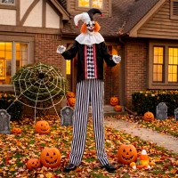 HOMCOM Large Animated Clown Halloween Decorations with Sound Touch Activated, Light Up Eyes, Animated Prop(m-8)