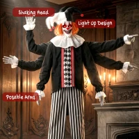 HOMCOM Large Animated Clown Halloween Decorations with Sound Touch Activated, Light Up Eyes, Animated Prop(m-6)