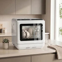 HOMCOM Countertop Dishwasher, Portable Mini Dishwasher with 1.6 Gal Built-in Water Tank, 5 Washing Programs, Air-Dry Function(m-2)