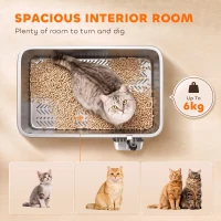 PawHut Stainless Steel Litter Box, XL Sifting Cat Litter Box for Medium, Large Cat, Non-Sticky, Odour Free, Easy Clean, Silver(m-8)