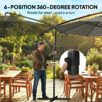Outsunny 10 ft Offset Patio Umbrella with Cover, Hanging Cantilever Umbrella with 360° Rotation, Crank Handle, Tilt Grayish Brown(m-6)