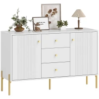 HOMCOM Buffet Cabinet, Modern Sideboard with 3 Soft-Close Drawers and 2 Adjustable Shelves for Living Room, Kitchen, White(m-9)