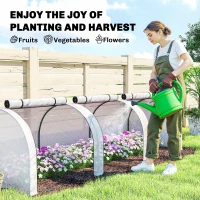 Outsunny 9.7' L x 3' W x 2.5' H Portable Tunneled Greenhouse with 3 Zippered Doors, Water/UV Fighting PE Cover, White(m-7)