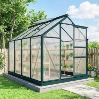Outsunny 6.2' x 8.3' x 6.6' Clear Polycarbonate Greenhouse, Large Walk-In Green House w/ Slide Door(m-1)