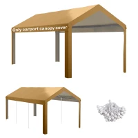 Outsunny 10 x 20ft Carport Roof, UV Resistant Canopy Replacement, Fits 84C-378V00 and 84C-206 Series, Beige(m-11)