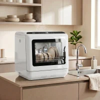 HOMCOM Countertop Dishwasher, Portable Mini Dishwasher with 1.6 Gal Built-in Water Tank, 5 Washing Programs, Air-Dry Function(m-10)