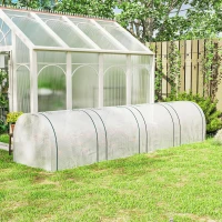 Outsunny 13' L x 3' W x 2.5' H Portable Tunneled Greenhouse with 4 Zippered Doors, Water/UV Fighting PE Cover, White(m-9)