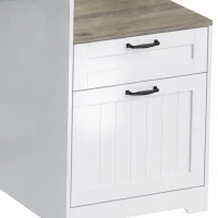 HOMCOM Computer Desk with Power Outlets Office Desk 1 Cabinet File Drawer Grey Brown White(m-10)
