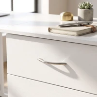HOMCOM Computer Desk Foldable Top Office Desk 3 Drawers, 4 Lockable Wheels, White Wood Grain(m-11)