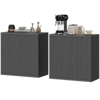 HOMCOM Sideboard Buffet Cabinet Set of 2, Kitchen Cabinet with Soft-Close Door and Adjustable Shelves, Distressed Black Grey(m-2)
