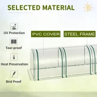Outsunny 13' L x 3' W x 2.5' H Portable Tunneled Greenhouse with 4 Zippered Doors, Water/UV Fighting PVC Cover, Clear(m-5)