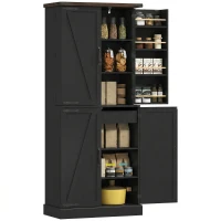 HOMCOM 72" Tall Kitchen Pantry Cabinet, Farmhouse Storage Cabinet with 8 Door Racks and Adjustable Shelves, Black(m-1)