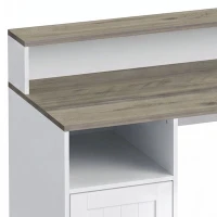 HOMCOM Computer Desk with Power Outlets Office Desk 1 Cabinet File Drawer Grey Brown White(m-11)
