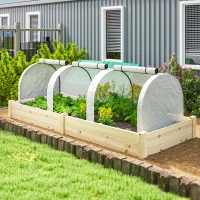 Outsunny 9.7' L x 3' W x 2.5' H Portable Tunneled Greenhouse with 3 Zippered Doors, Water/UV Fighting PE Cover, White(m-8)