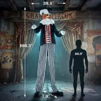 HOMCOM Large Animated Clown Halloween Decorations with Sound Touch Activated, Light Up Eyes, Animated Prop(m-3)