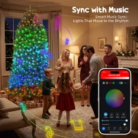 HOMCOM 7.5ft Prelit Christmas Tree with Full-Spectrum LEDs, Smart App Control, Wide Full Hinged Xmas Tree, Easy Assembly(m-7)