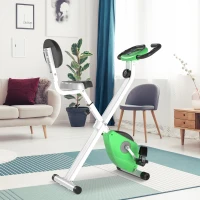 Soozier Foldable Indoor Stationary Bike with 8 Levels of Magnetic Resistance, Exercise Bike for Cardio Workout, Green(m-8)