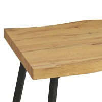 HOMCOM Coffee Table Curved Thick Top Living Room Accent Table Black Metal Legs, 39.4" x 19.7" x 17.7", Oak(m-9)