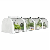 Outsunny 13' L x 3' W x 2.5' H Portable Tunneled Greenhouse with 4 Zippered Doors, Water/UV Fighting PE Cover, White(m-11)