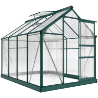Outsunny 6.2' x 8.3' x 6.6' Clear Polycarbonate Greenhouse, Large Walk-In Green House w/ Slide Door(m-2)