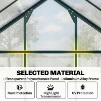 Outsunny 6.2' x 8.3' x 6.6' Clear Polycarbonate Greenhouse, Large Walk-In Green House w/ Slide Door(m-5)