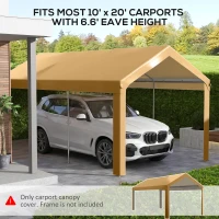 Outsunny 10 x 20ft Carport Roof, UV Resistant Canopy Replacement, Fits 84C-378V00 and 84C-206 Series, Beige(m-4)