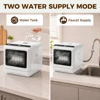 HOMCOM Countertop Dishwasher, Portable Mini Dishwasher with 1.6 Gal Built-in Water Tank, 5 Washing Programs, Air-Dry Function(m-7)