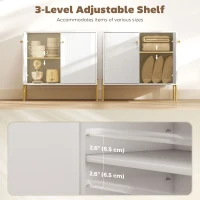 HOMCOM Sideboard, Modern Buffet Cabinet, Coffee Bar Cabinet with Fluted Doors and Adjustable Shelf, White(m-4)