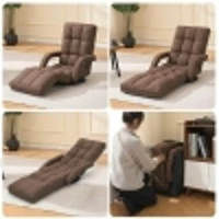Swivel Gaming Chair with Adjustable Footrest, Ideal Floor Lounger for Living Room, Bedroom, or Gaming Setup, 20.5"L x 39.5"W x 26"H, Brown(m-9)